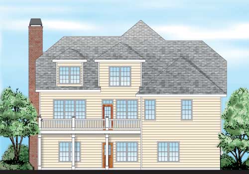 Lindenhurst House Plan Rear Elevation