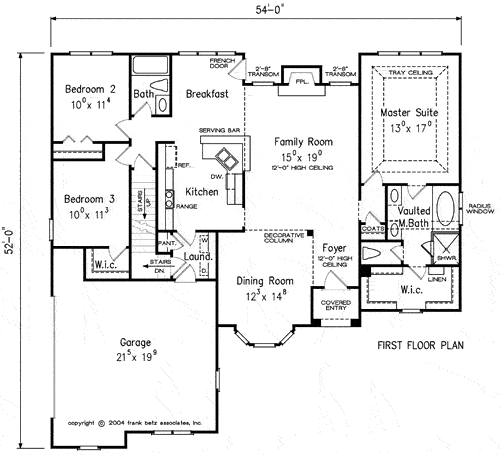 GREYSTONE House Floor Plan Frank Betz Associates