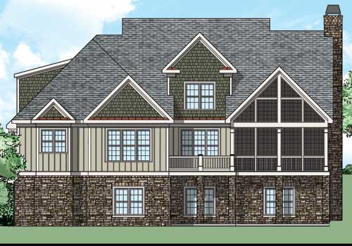 Bucknell Place House Plan Rear Elevation